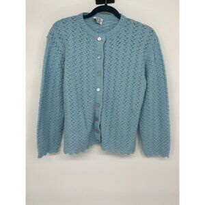 Vtg 60s Styled By Rose Pale Aqua Blue Popcorn Knit Orlon Cardigan Sweater No SZ